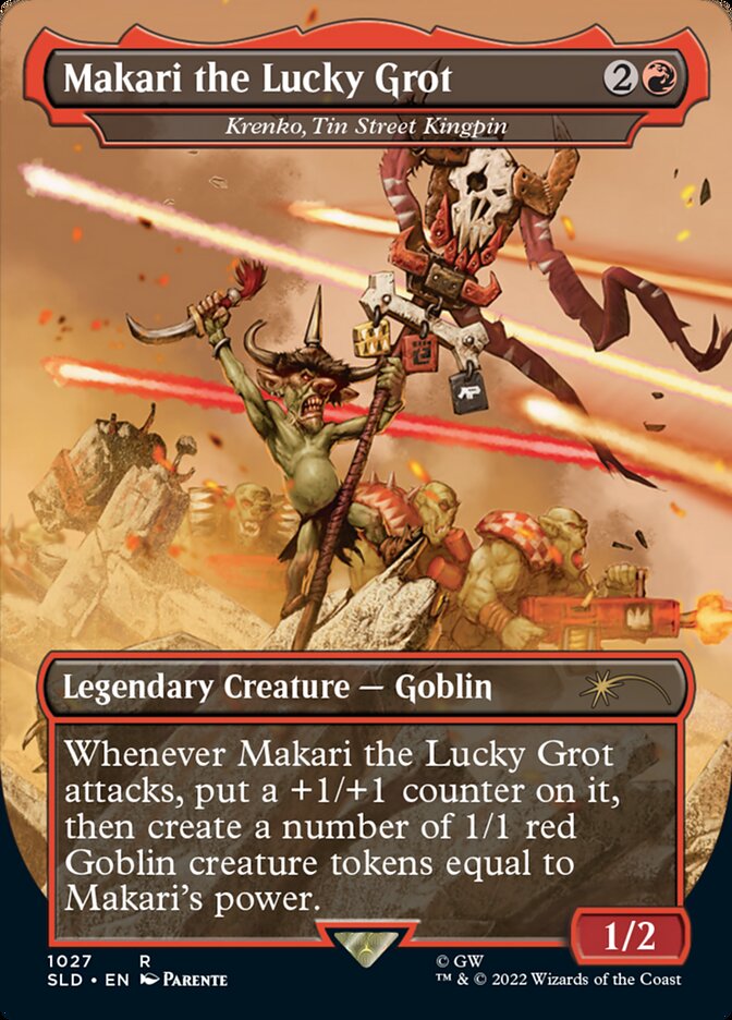 Makari the Lucky Grot - Krenko, Tin Street Kingpin (Borderless) [Secret Lair Drop Series] [Foil]