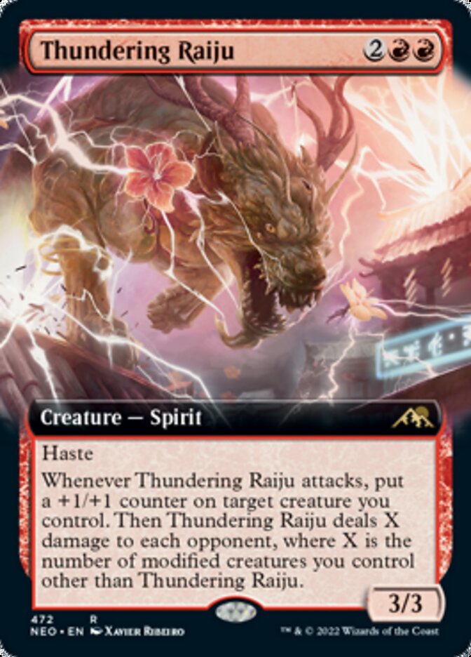 Thundering Raiju (Extended Art) [Kamigawa: Neon Dynasty] [Foil]