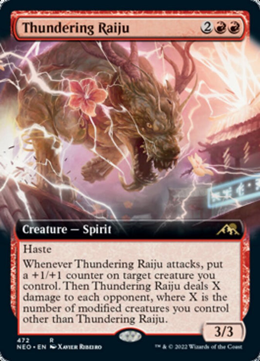 Thundering Raiju (Extended Art) [Kamigawa: Neon Dynasty] [Foil]