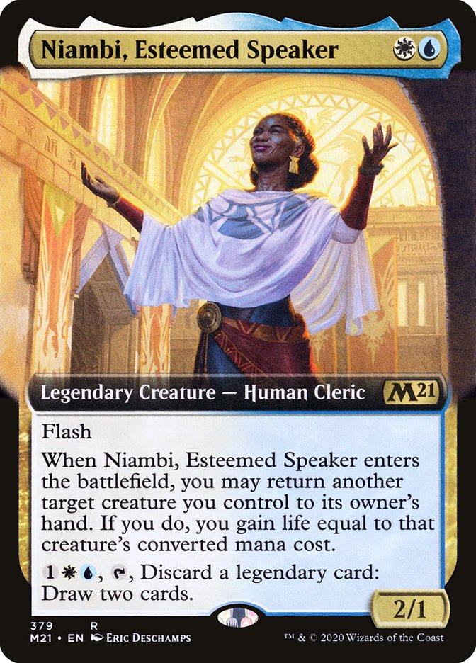Niambi, Esteemed Speaker (Extended Art) [Core Set 2021] [Foil]