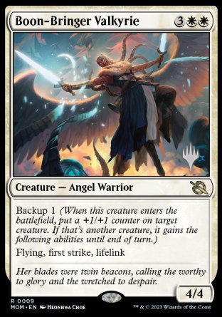 Boon-Bringer Valkyrie (Promo Pack) [March of the Machine Promos] [Foil]