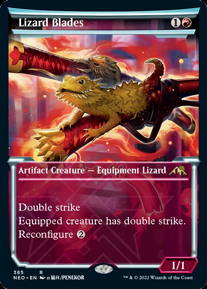 Lizard Blades (Showcase Soft Glow) [Kamigawa: Neon Dynasty] [Foil]
