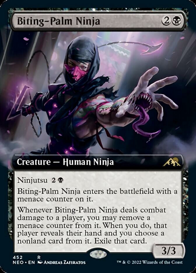 Biting-Palm Ninja (Extended Art) [Kamigawa: Neon Dynasty] [Foil]