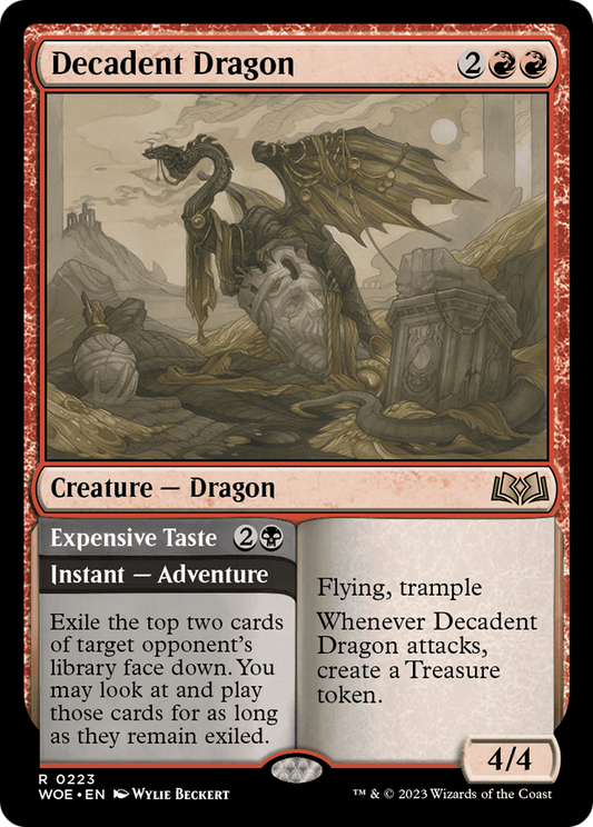 Decadent Dragon // Expensive Taste [Wilds of Eldraine] [Foil]