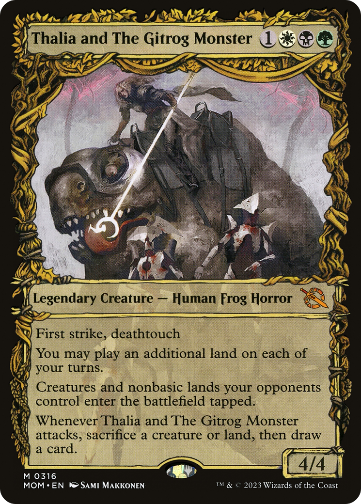 Thalia and The Gitrog Monster (Showcase Planar Booster Fun) [March of the Machine] [Foil]