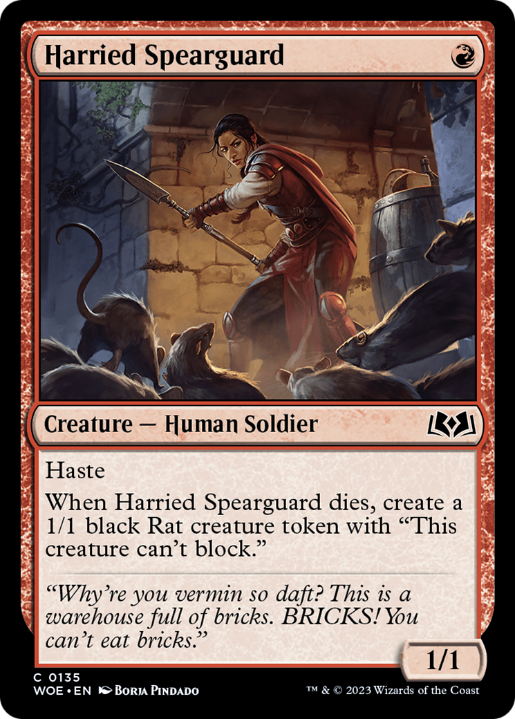 Harried Spearguard [Wilds of Eldraine] [Foil]