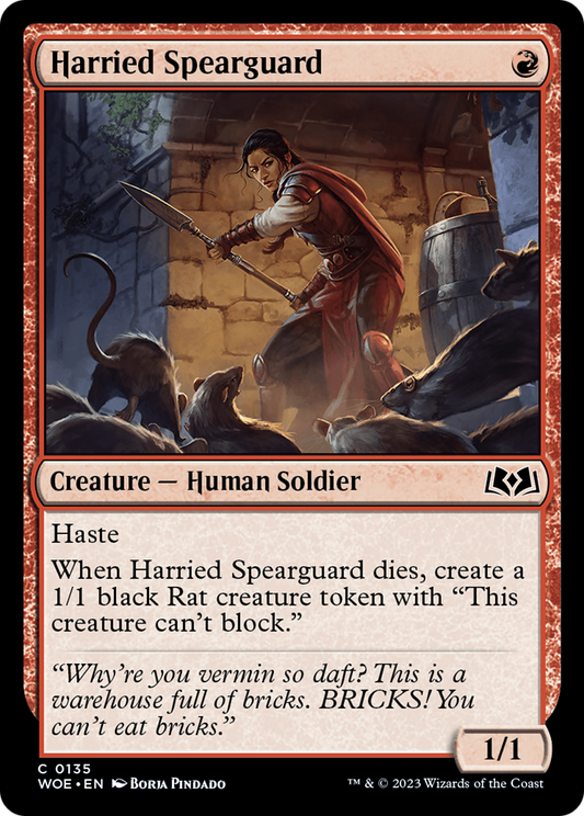 Harried Spearguard [Wilds of Eldraine] [Foil]