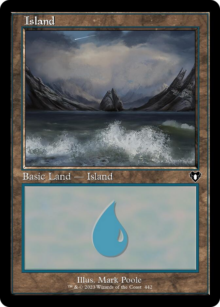 Island (442) (Retro) [Commander Masters] [Foil]