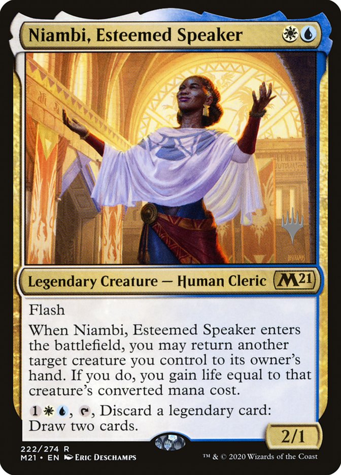 Niambi, Esteemed Speaker (Promo Pack) [Core Set 2021 Promos] [Foil]
