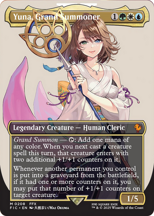 Yuna, Grand Summoner (Borderless) [FINAL FANTASY Commander] [Foil]