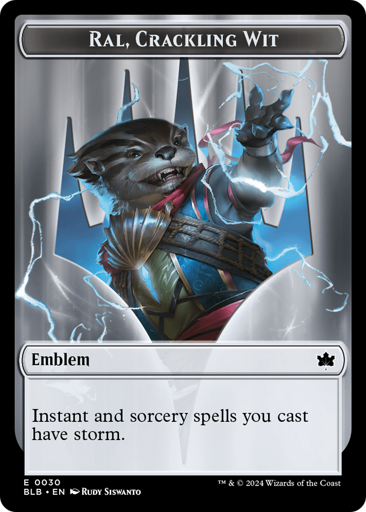 Emblem - Ral, Crackling Wit // Bushy Bodyguard Double-Sided Token [Bloomburrow Tokens] [Foil]