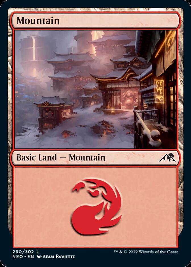 Mountain (290) [Kamigawa: Neon Dynasty] [Foil]