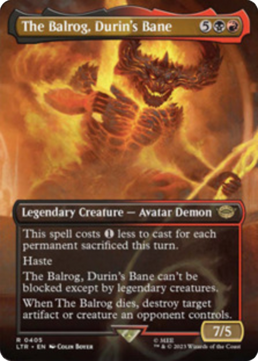 The Balrog, Durin's Bane (Borderless Alternate Art) [The Lord of the Rings: Tales of Middle-Earth] [Foil]