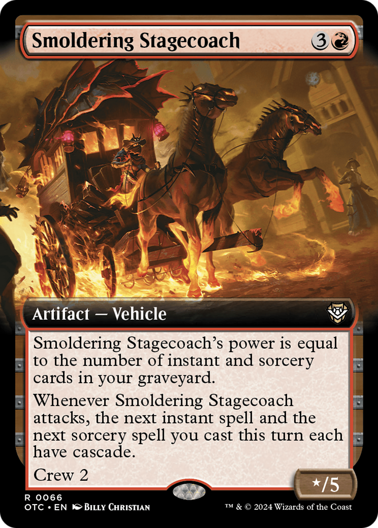 Smoldering Stagecoach (Extended Art) [Outlaws of Thunder Junction Commander] [Foil]