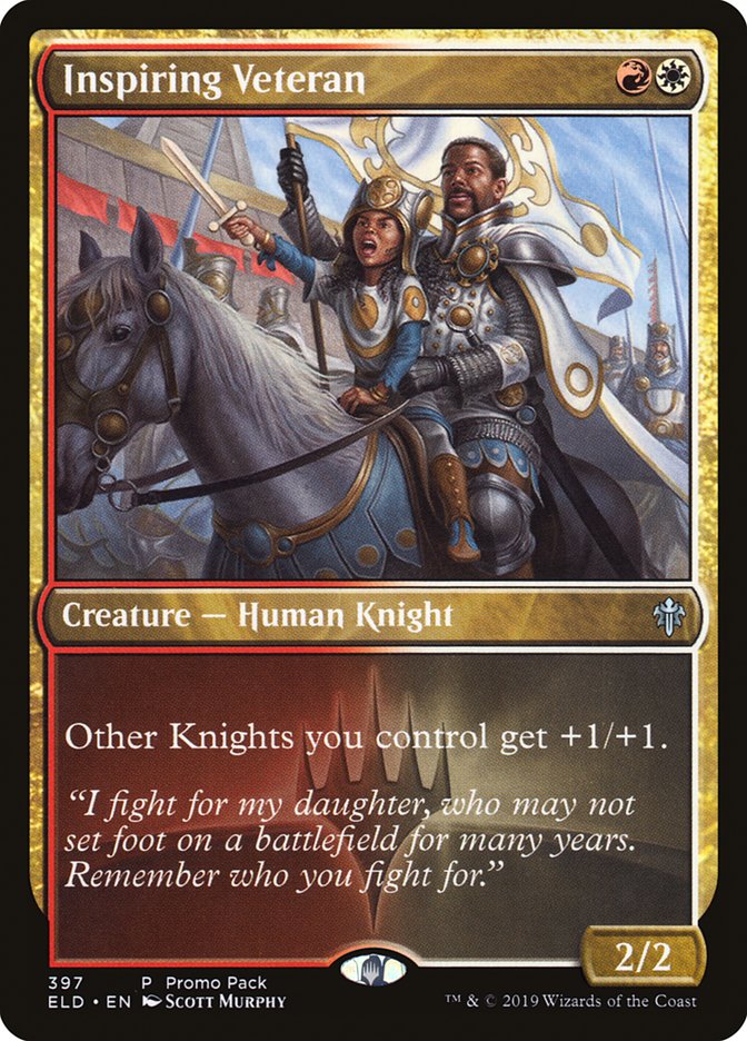 Inspiring Veteran (Promo Pack) [Throne of Eldraine Promos] [Foil]