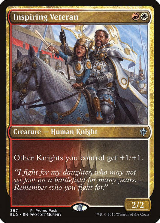 Inspiring Veteran (Promo Pack) [Throne of Eldraine Promos] [Foil]