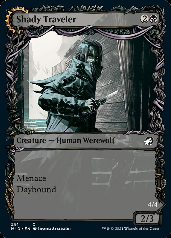 Shady Traveler // Stalking Predator (Showcase Equinox) [Innistrad: Midnight Hunt] [Foil]