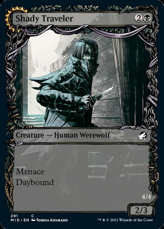 Shady Traveler // Stalking Predator (Showcase Equinox) [Innistrad: Midnight Hunt] [Foil]