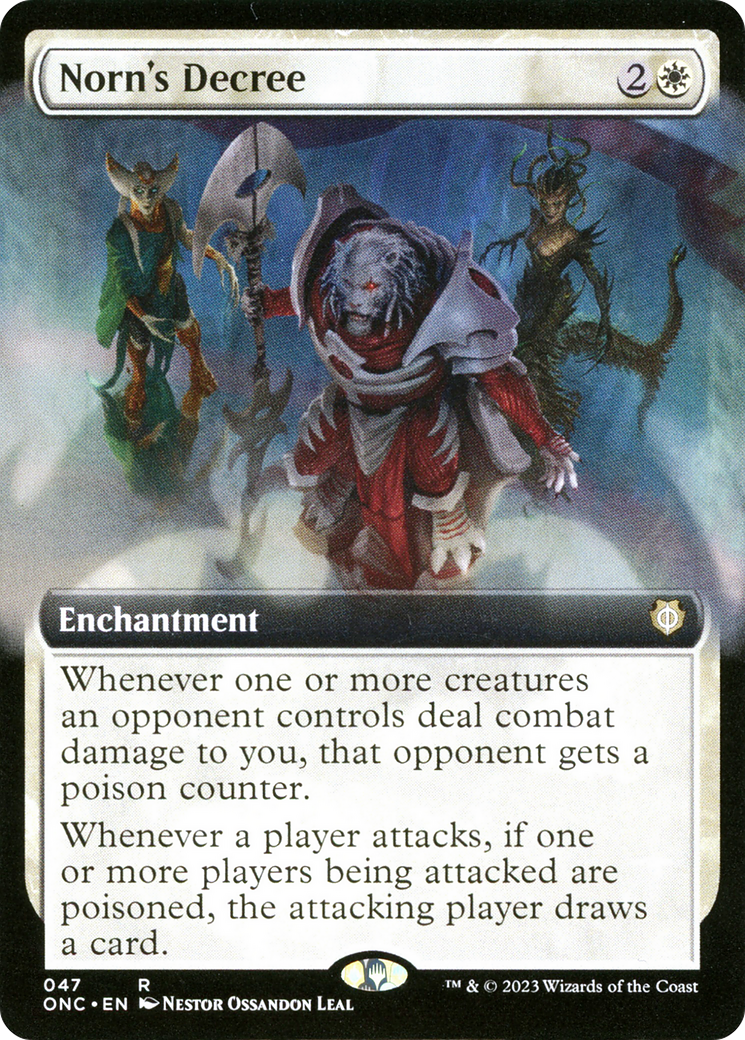 Norn's Decree (Extended Art) [Phyrexia: All Will Be One Commander] [Foil]