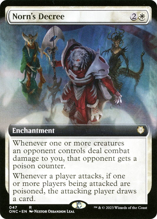 Norn's Decree (Extended Art) [Phyrexia: All Will Be One Commander] [Foil]