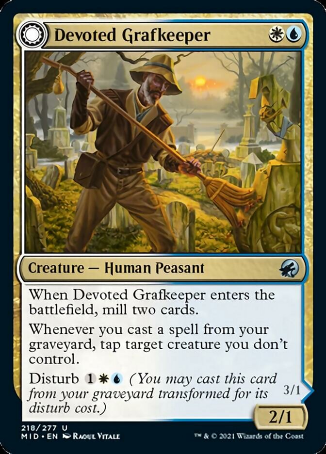 Devoted Grafkeeper // Departed Soulkeeper [Innistrad: Midnight Hunt] [Foil]