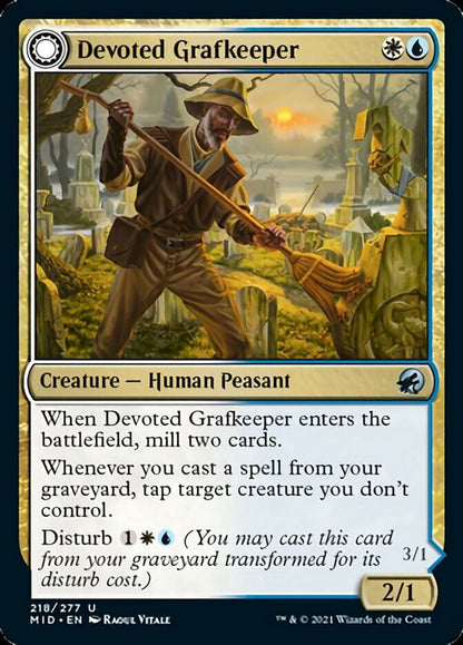 Devoted Grafkeeper // Departed Soulkeeper [Innistrad: Midnight Hunt] [Foil]