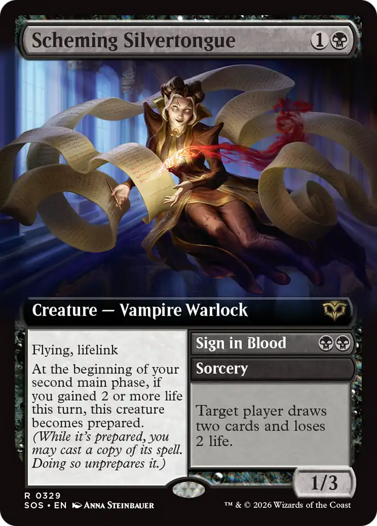 Scheming Silvertongue (Extended Art) [Secrets of Strixhaven] [Foil]