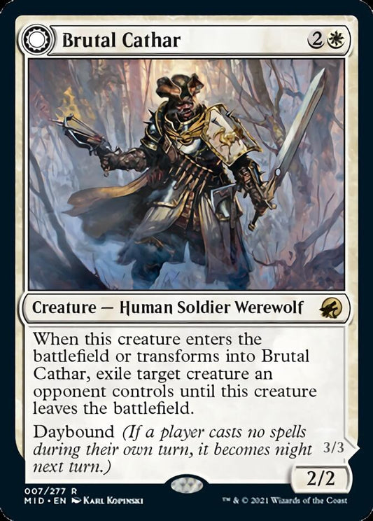Brutal Cathar // Moonrage Brute [Innistrad: Midnight Hunt] [Foil]