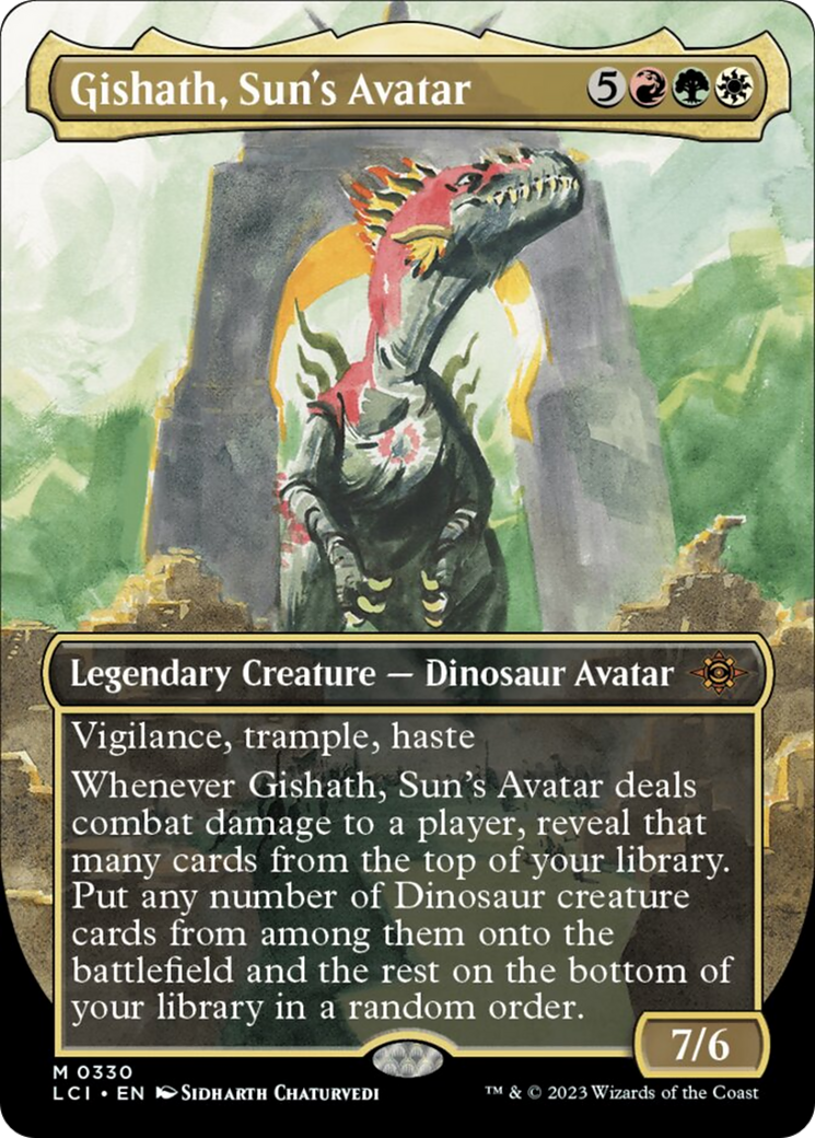 Gishath, Sun's Avatar (Borderless) [The Lost Caverns of Ixalan] [Foil]