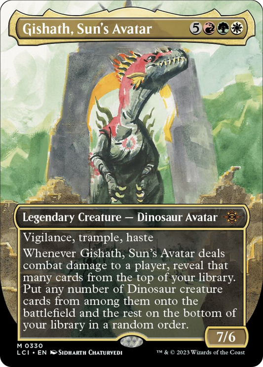 Gishath, Sun's Avatar (Borderless) [The Lost Caverns of Ixalan] [Foil]