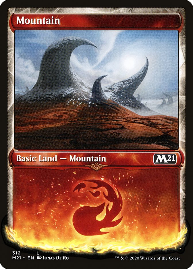 Mountain (312) (Showcase) [Core Set 2021] [Foil]