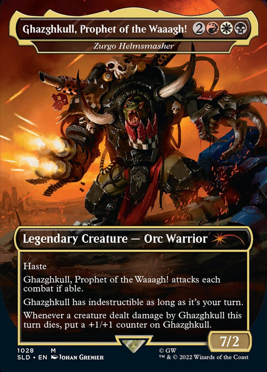 Ghazghkull, Prophet of the Waaagh! - Zurgo Helmsmasher (Borderless) [Secret Lair Drop Series] [Foil]
