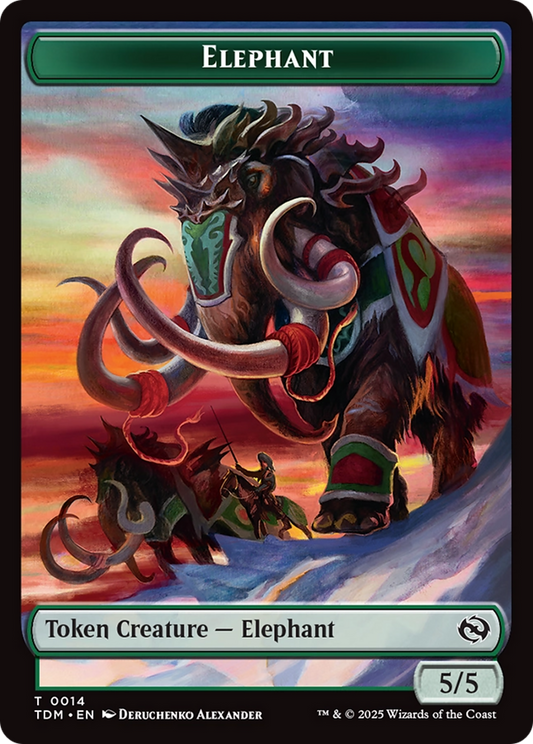 Elephant // Treasure Double-Sided Token [Tarkir: Dragonstorm Tokens] [Foil]