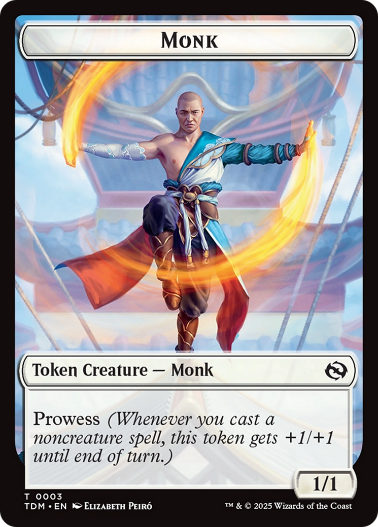 Bird // Monk Double-Sided Token [Tarkir: Dragonstorm Tokens] [Foil]
