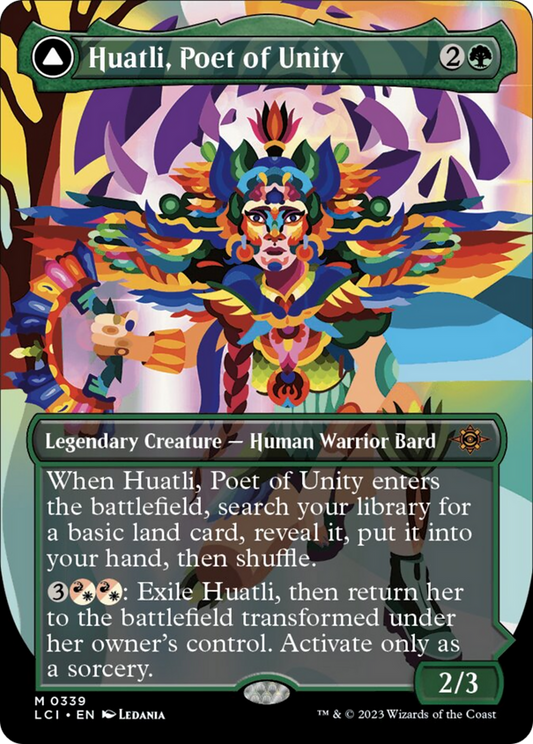 Huatli, Poet of Unity // Roar of the Fifth People (Borderless) [The Lost Caverns of Ixalan] [Foil]