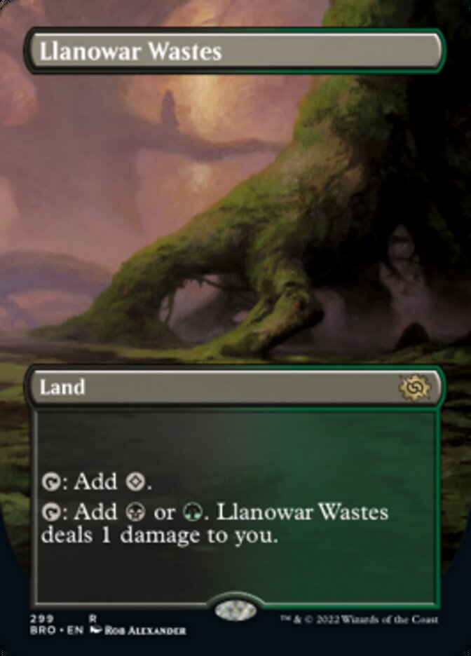 Llanowar Wastes (Borderless Alternate Art) [The Brothers' War] [Foil]