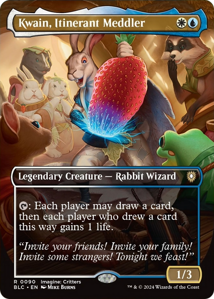 Kwain, Itinerant Meddler (Borderless) [Bloomburrow Commander] [Foil]