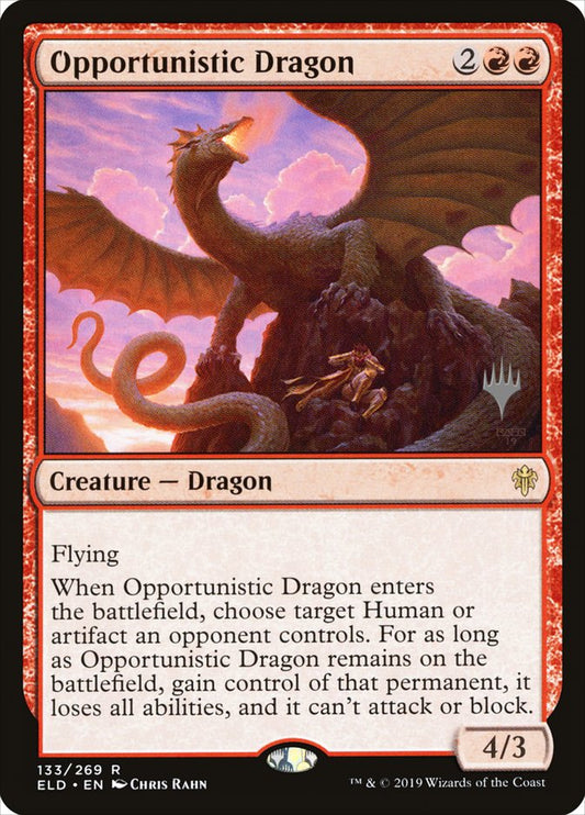 Opportunistic Dragon (Promo Pack) [Throne of Eldraine Promos] [Foil]