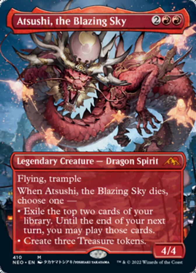 Atsushi, the Blazing Sky (Borderless Alternate Art) [Kamigawa: Neon Dynasty] [Foil]