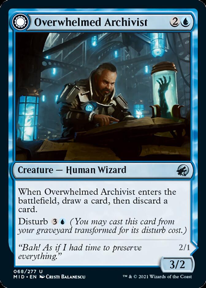 Overwhelmed Archivist // Archive Haunt [Innistrad: Midnight Hunt] [Foil]