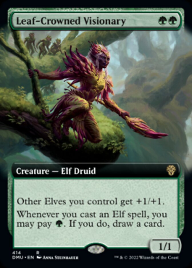 Leaf-Crowned Visionary (Extended Art) [Dominaria United] [Foil]