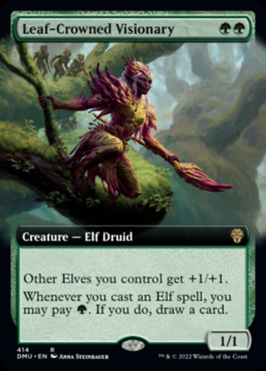 Leaf-Crowned Visionary (Extended Art) [Dominaria United] [Foil]