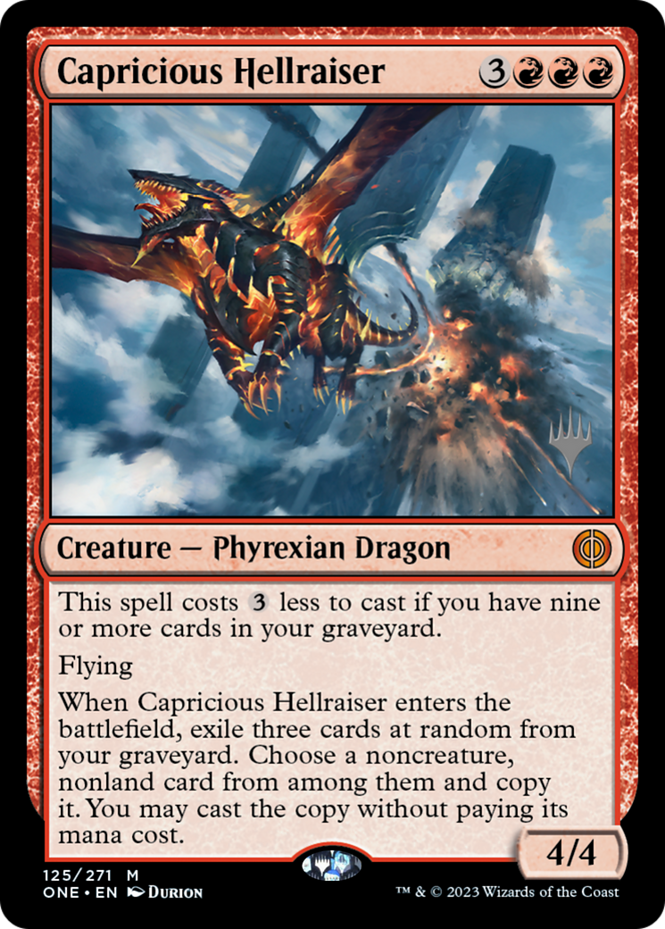 Capricious Hellraiser (Promo Pack) [Phyrexia: All Will Be One Promos] [Foil]