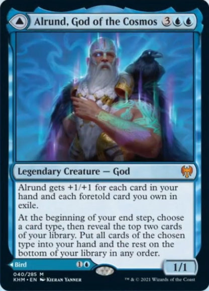 Alrund, God of the Cosmos // Hakka, Whispering Raven [Kaldheim] [Foil]