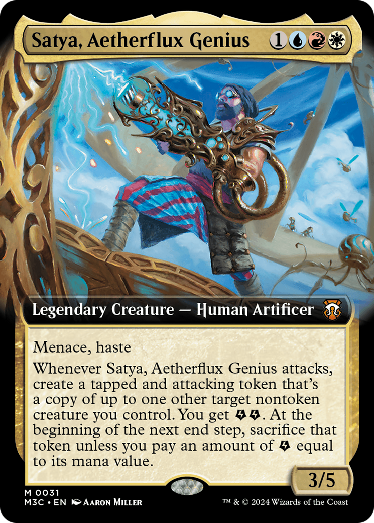 Satya, Aetherflux Genius (Extended Art) [Modern Horizons 3 Commander] [Foil]