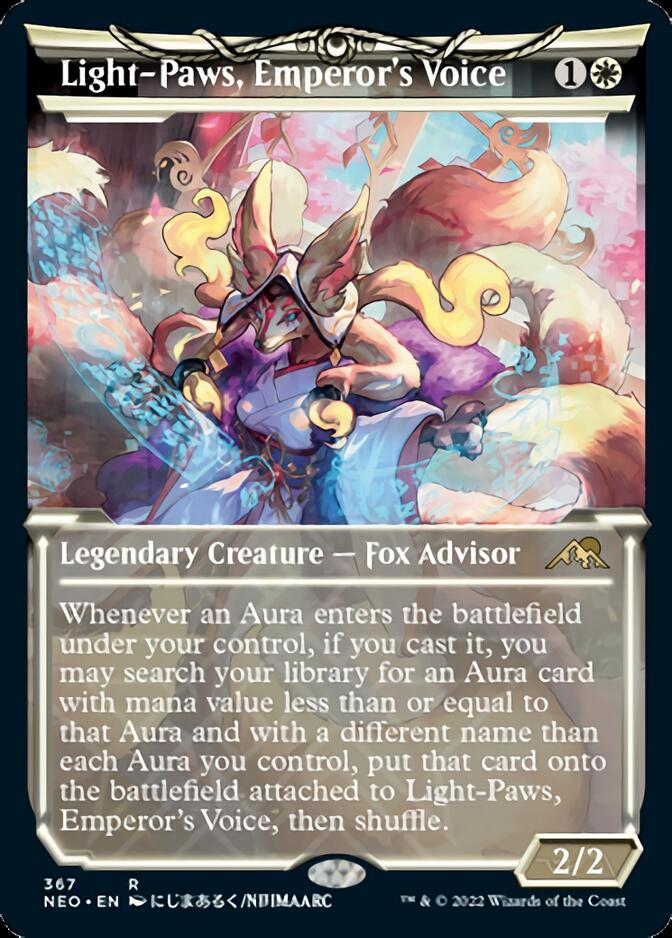 Light-Paws, Emperor's Voice (Showcase Soft Glow) [Kamigawa: Neon Dynasty] [Foil]