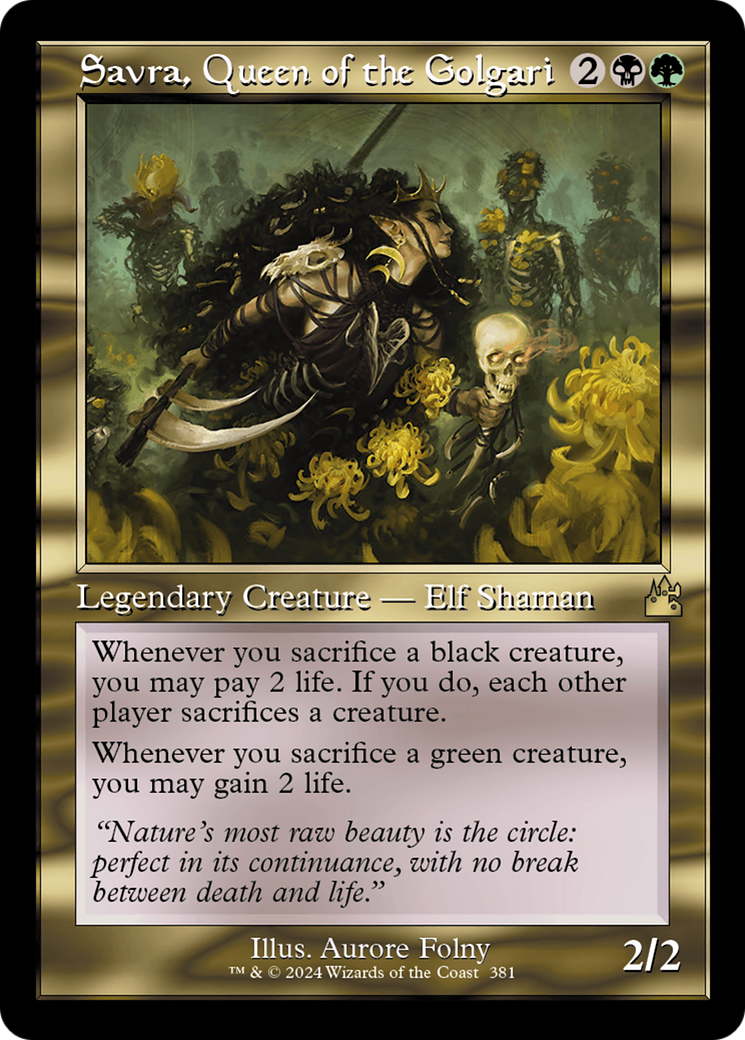 Savra, Queen of the Golgari (Retro Frame) [Ravnica Remastered] [Foil]
