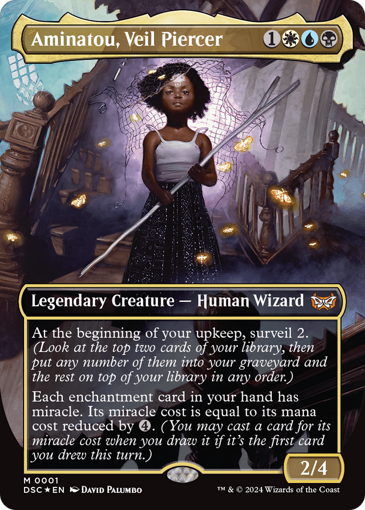 Aminatou, Veil Piercer (Borderless) [Duskmourn: House of Horror Commander] [Foil]