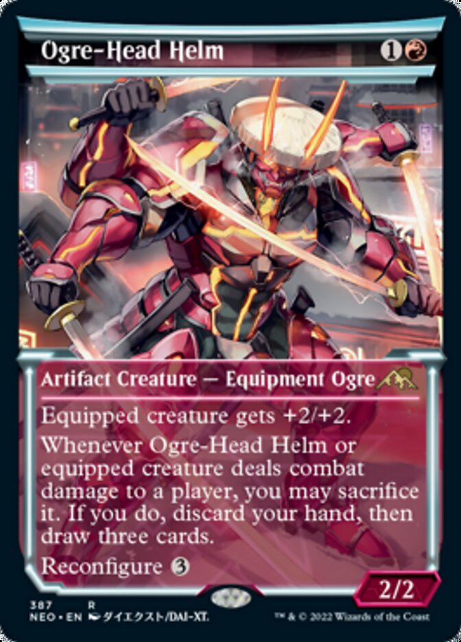 Ogre-Head Helm (Showcase Soft Glow) [Kamigawa: Neon Dynasty] [Foil]