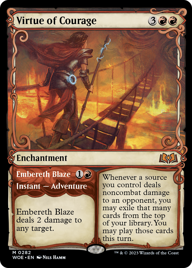 Virtue of Courage // Embereth Blaze (Showcase) [Wilds of Eldraine] [Foil]